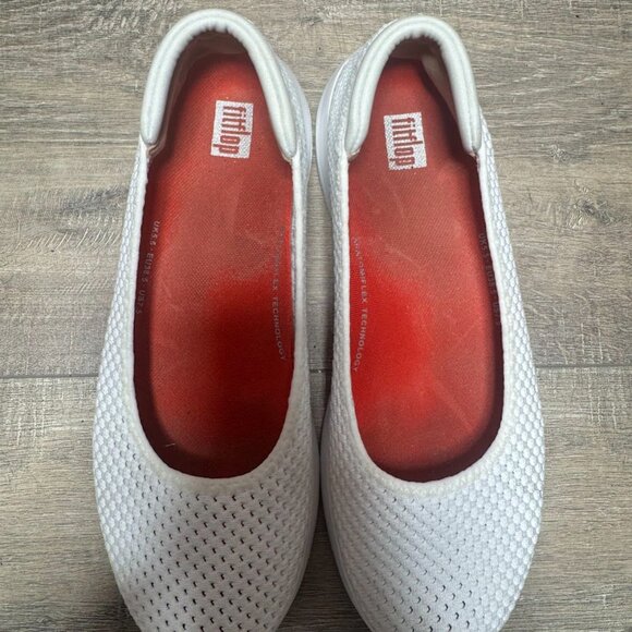 FitFlop Airmesh Urban White Nylon Ballerina Shoes Women's Size 7.5 - Picture 2 of 7